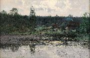 Alfred Thorne Insjolandskap med gard oil on canvas